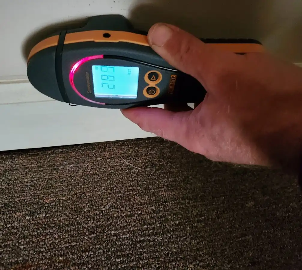 Moisture detection at baseboard during Mold Inspection & Testing in Yoakum